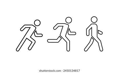 Man stands, walk and run icon set . People symbol . Vector illustration