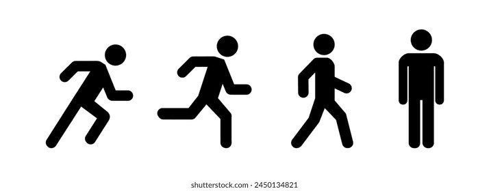 Man stands, walk and run icon set . People symbol . Vector illustration