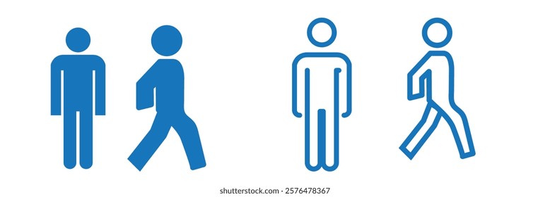 Man stands, walk and run icon set . People symbol . Vector illustration