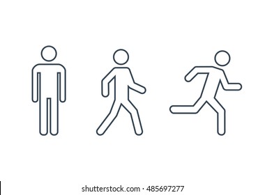 Man stands, walk and run icon set . People symbol. Vector illustration