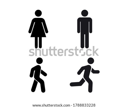 Man stands, walk and run icon set. People symbol. Person standing, walking and running illustration. Run, walk, stand