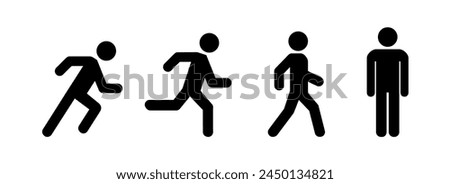 Man stands, walk and run icon set . People symbol . Vector illustration