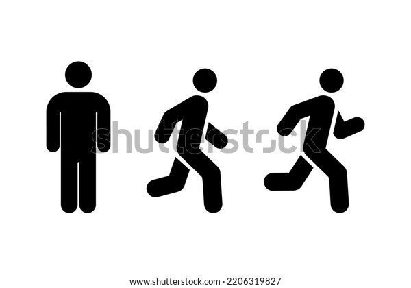 Man Stands Walk Run Icon Set Stock Vector (Royalty Free) 2206319827 ...