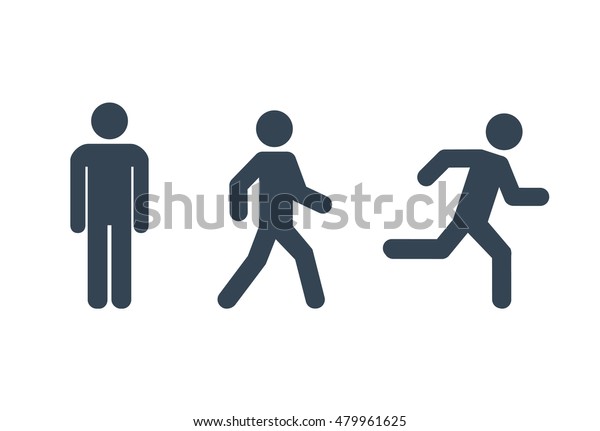 男子站立，步行和运行图标集。 人的象征。 矢量插图 库存矢量图（免版税）479961625