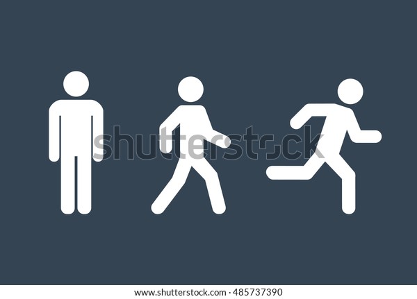Man Stands Walk Run Icon Set Stock Vector (Royalty Free) 485737390 ...
