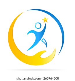 man, star, hand
