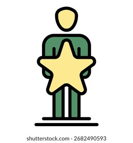 Man star icon. Outline man star vector icon color flat isolated