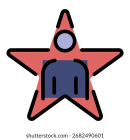 Man star icon. Outline man star vector icon color flat isolated