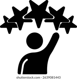  man with star icon. review quality rate icon. Favorite or popular person. Vector illustration
