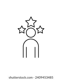 hombre con icono de estrella, icono de mejor línea vector.