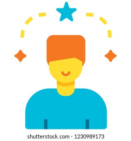 Man with star icon vector illustration in flat color design
