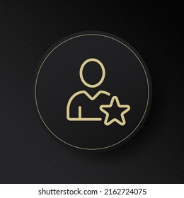 Man with Star line icon. Feedback, review, add to favourite, mark, note. Elect concept. Vector line icon for Business and Advertising