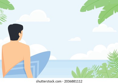 Man stare at the beach