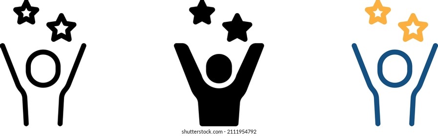 Man with stars, Success icon , vector illustration