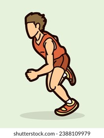 A Man Start Running Action Marathon Runner Cartoon Sport Graphic Vector
