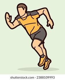 Un hombre empieza a ejecutar un vector gráfico deportivo de maratón de acción