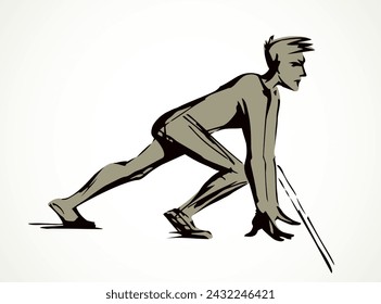 The man at the start. Vector drawing