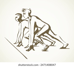 The man at the start. Vector drawing