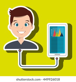 man with statistics isolated icon design, vector illustration  graphic 