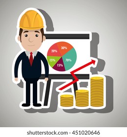 man and statistics isolated icon design, vector illustration  graphic 