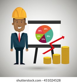 man and statistics isolated icon design, vector illustration  graphic 
