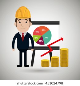 man and statistics isolated icon design, vector illustration  graphic 