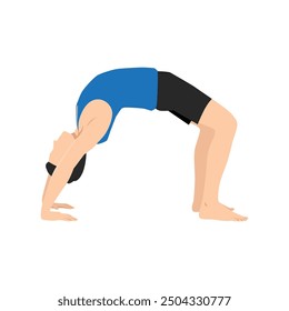 Man staying in a Reverse Table Top posture or Ardha Purvottanasana pose. Flat vector illustration isolated on white background