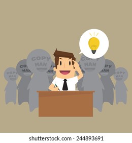 Man is stealing Idea. Vector