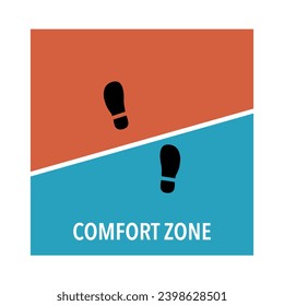 Man step out of comfort zone in flat design.