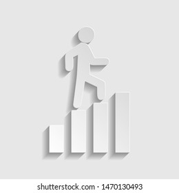 Man is Stepping Up on Bars sign. Paper style icon. Illustration.