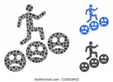 Man steps sad smiles mosaic for man steps sad smiles icon of filled circles in different sizes and shades. Vector filled circles are organized into blue collage.