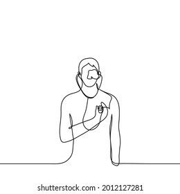 man with stethoscope listening to his heartbeat - one line drawing. the concept of listening to your heart, self-diagnosis, self-medication, trust your intuition, know yourself, self-reflection 