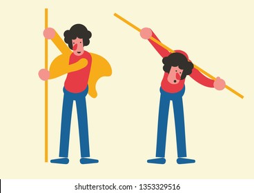 Man with stick/ man using stick for dancing/ man with wings