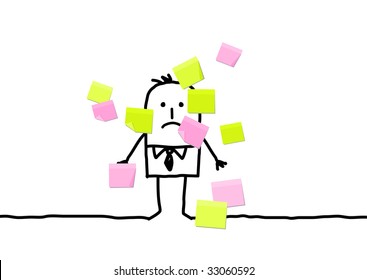 man & sticky notes