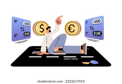 man stock broker sitting on credit card financial trading payment systems currency exchange concept