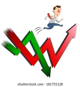man with stocks rise