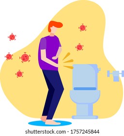 un hombre con dolor de estómago ilustración vectorial plana