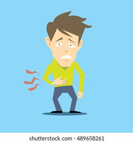 Man with stomachache-cartoon vector