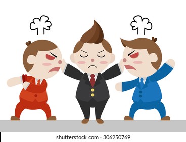 man stop his friends argument cartoon vector