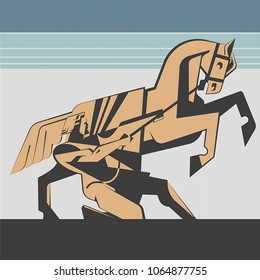 The man stops the galloping horse