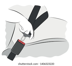 man straps in the car. security. vector illustration.