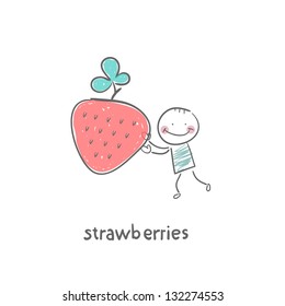 Man and strawberries