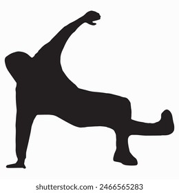 man street dance hip hop dancer in silhouette, happy man jumping vector design, silhouette of yoga