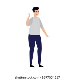 man with stress attack icon vector illustration design