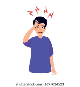 man with stress attack icon vector illustration design