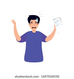 man with stress attack icon vector illustration design