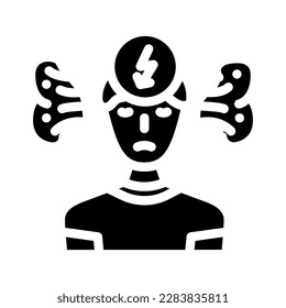 man stress headache glyph icon vector. man stress headache sign. isolated symbol illustration