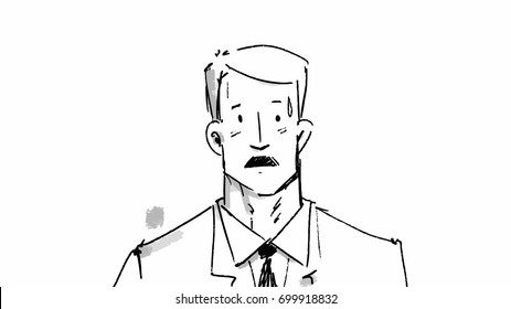 Man stressed face Vector sketch for storyboard, projects, cartoons