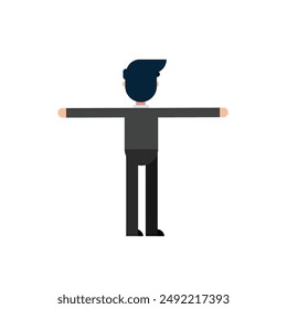 Man stretch out hands, flat design vector illustration