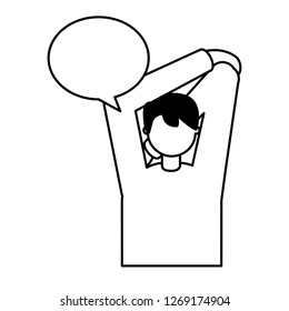 man stretching activity speech bubble